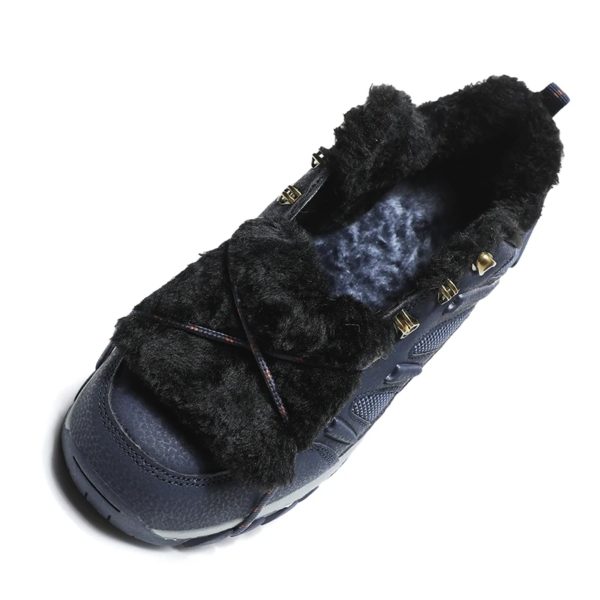 Bottes tactiques de Combat d'automne pour hommes, baskets chaudes en fourrure de neige, rembourrées, de Trekking noires, imperméables, en cuir – Image 4