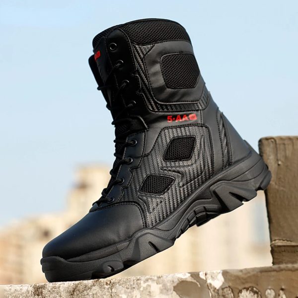 Bottes de sécurité imperméables de l'armée de la force spéciale pour hommes, chaussures de moto pour hommes, bottes skip DulBoots, rinçage au travail, hiver 2024 – Image 3
