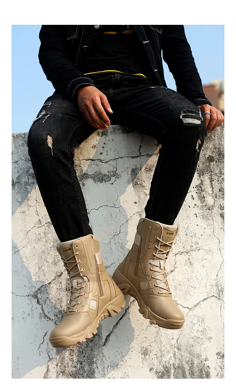 Bottes de sécurité imperméables de l'armée de la force spéciale pour hommes, chaussures de moto pour hommes, bottes skip DulBoots, rinçage au travail, hiver 2024 Bottes de sécurité imperméables de l'armée de la force spéciale pour hommes, chaussures de moto pour hommes, bottes skip DulBoots, rinçage au travail, hiver 2024