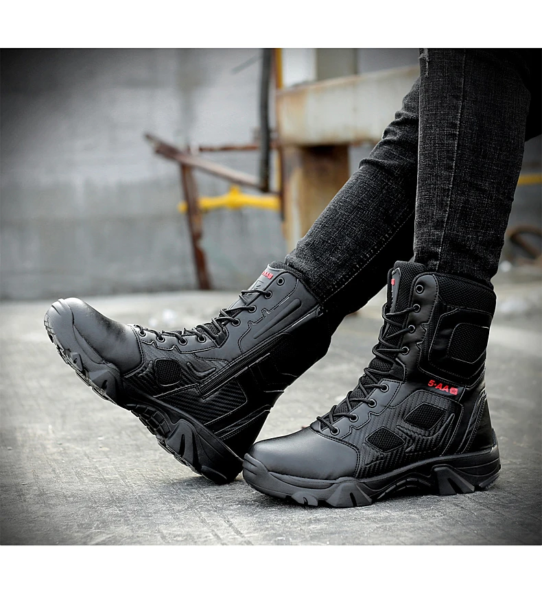 Bottes de sécurité imperméables de l'armée de la force spéciale pour hommes, chaussures de moto pour hommes, bottes skip DulBoots, rinçage au travail, hiver 2024 Bottes de sécurité imperméables de l'armée de la force spéciale pour hommes, chaussures de moto pour hommes, bottes skip DulBoots, rinçage au travail, hiver 2024