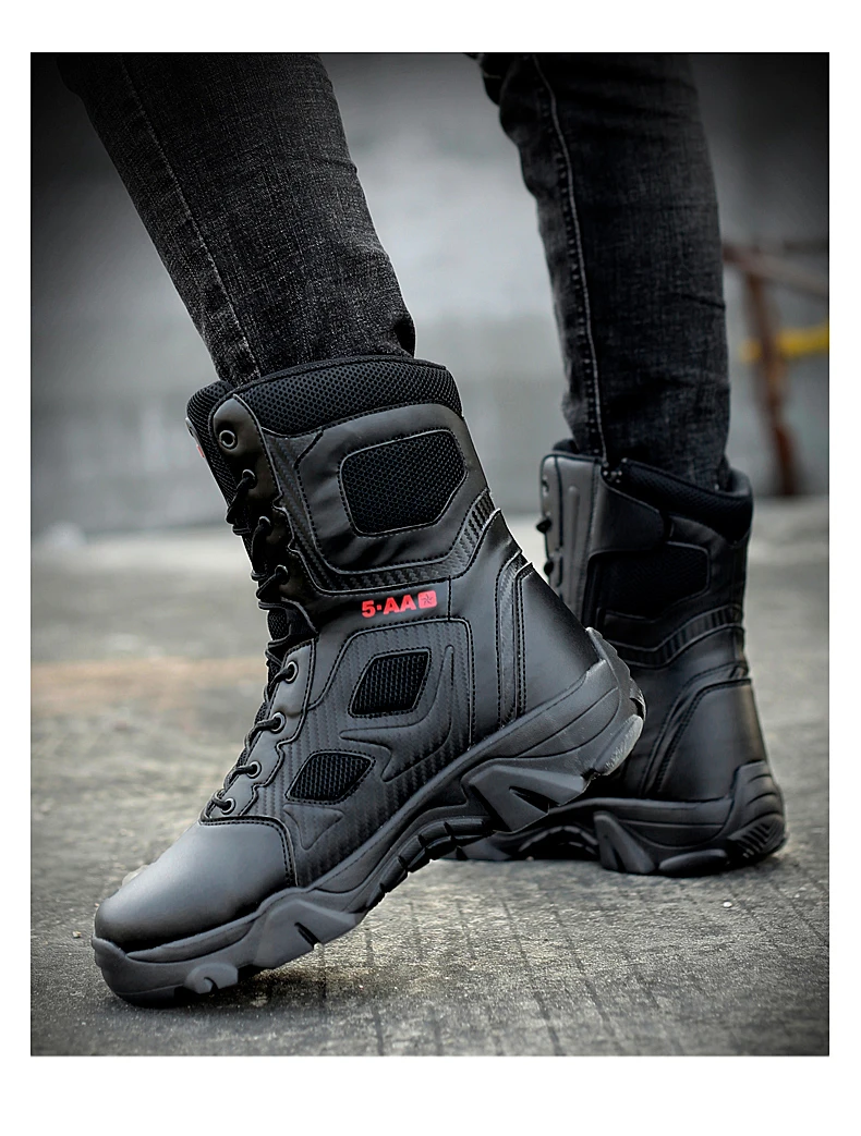 Bottes de sécurité imperméables de l'armée de la force spéciale pour hommes, chaussures de moto pour hommes, bottes skip DulBoots, rinçage au travail, hiver 2024 Bottes de sécurité imperméables de l'armée de la force spéciale pour hommes, chaussures de moto pour hommes, bottes skip DulBoots, rinçage au travail, hiver 2024