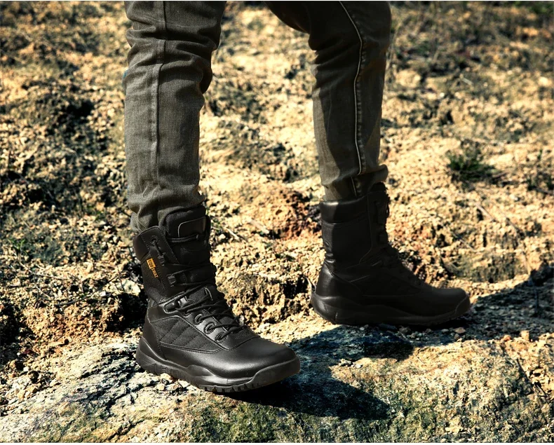 Bottes de terrain anti-collision militaires légères pour hommes, bottes d'automne noires, bottes d'automne des forces spéciales, Zapatillas Zbre
