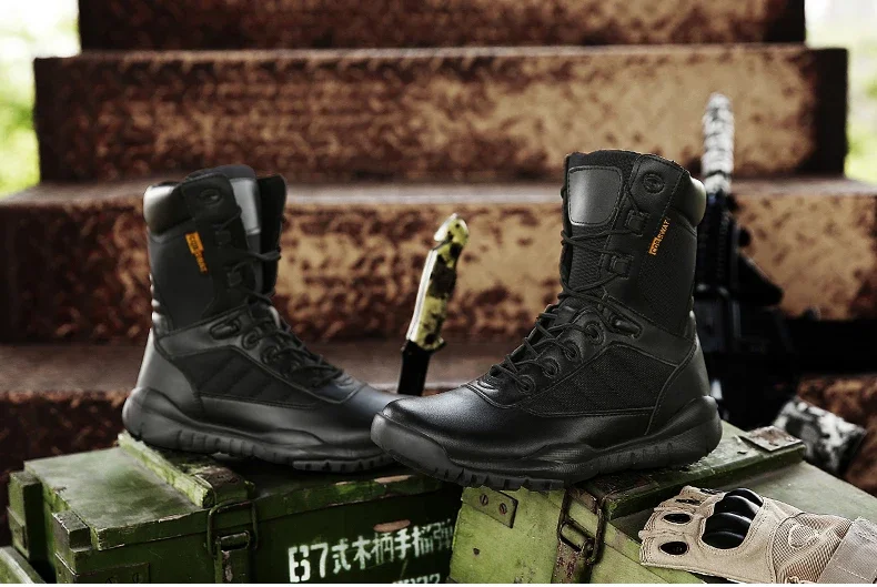 Bottes de terrain anti-collision militaires légères pour hommes, bottes d'automne noires, bottes d'automne des forces spéciales, Zapatillas Zbre