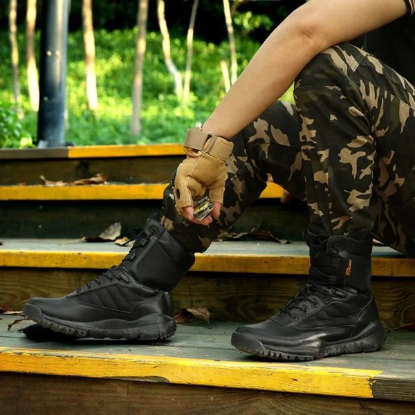 Bottes de terrain anti-collision militaires légères pour hommes, bottes d'automne noires, bottes d'automne des forces spéciales, Zapatillas Zbre – Image 6