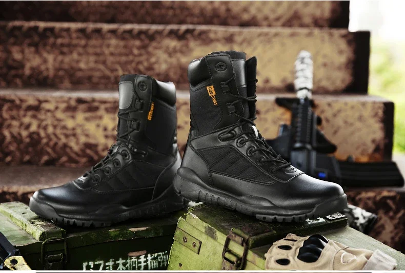 Bottes de terrain anti-collision militaires légères pour hommes, bottes d'automne noires, bottes d'automne des forces spéciales, Zapatillas Zbre