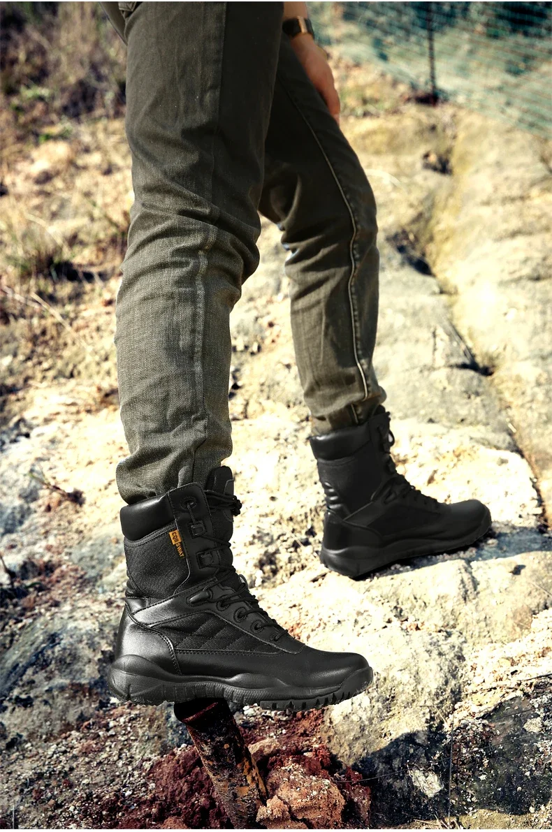 Bottes de terrain anti-collision militaires légères pour hommes, bottes d'automne noires, bottes d'automne des forces spéciales, Zapatillas Zbre