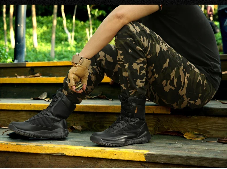Bottes de terrain anti-collision militaires légères pour hommes, bottes d'automne noires, bottes d'automne des forces spéciales, Zapatillas Zbre