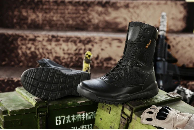Bottes de terrain anti-collision militaires légères pour hommes, bottes d'automne noires, bottes d'automne des forces spéciales, Zapatillas Zbre