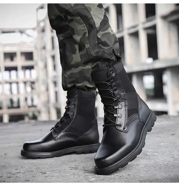 Dulskip-Bottes montantes respirantes en acier ultraléger pour hommes, chaussures de sécurité de travail, noir uni