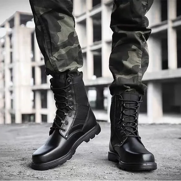 Dulskip-Bottes montantes respirantes en acier ultraléger pour hommes, chaussures de sécurité de travail, noir uni