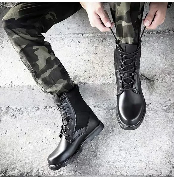 Dulskip-Bottes montantes respirantes en acier ultraléger pour hommes, chaussures de sécurité de travail, noir uni