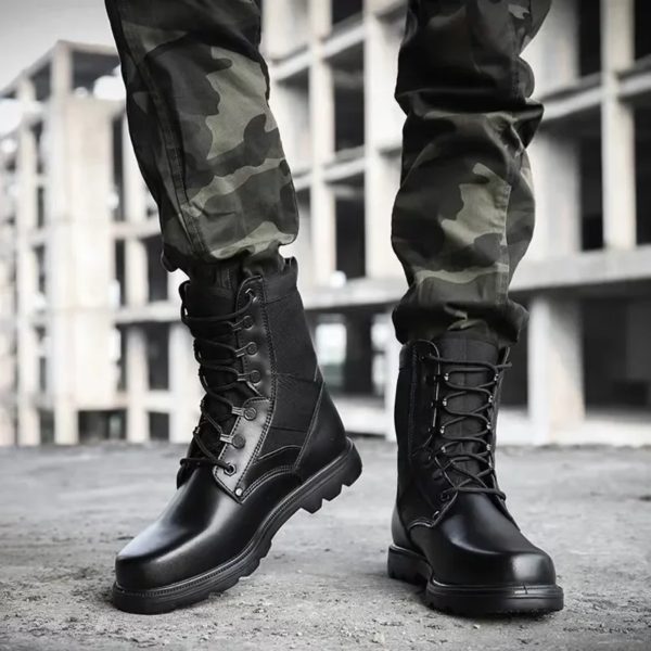 Dulskip-Bottes montantes respirantes en acier ultraléger pour hommes, chaussures de sécurité de travail, noir uni – Image 4