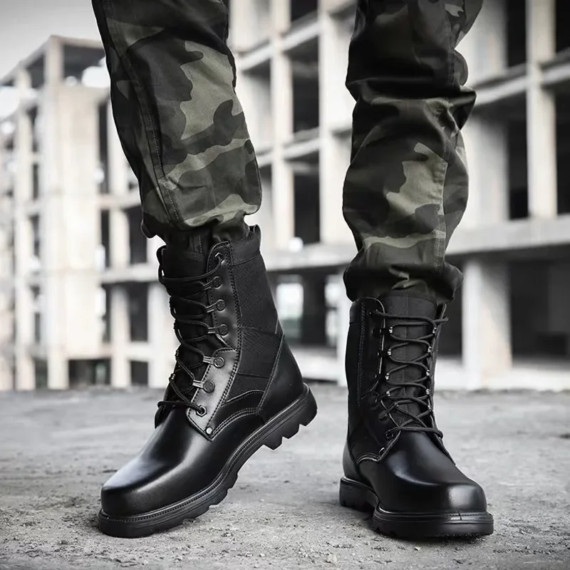 Dulskip-Bottes montantes respirantes en acier ultraléger pour hommes, chaussures de sécurité de travail, noir uni