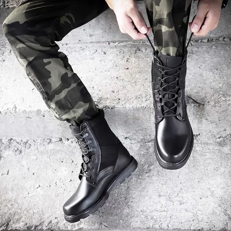 Dulskip-Bottes montantes respirantes en acier ultraléger pour hommes, chaussures de sécurité de travail, noir uni