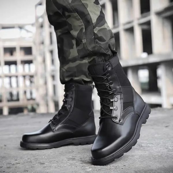 Dulskip-Bottes montantes respirantes en acier ultraléger pour hommes, chaussures de sécurité de travail, noir uni – Image 6
