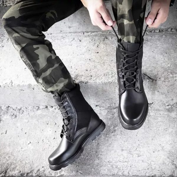 Dulskip-Bottes montantes respirantes en acier ultraléger pour hommes, chaussures de sécurité de travail, noir uni – Image 5