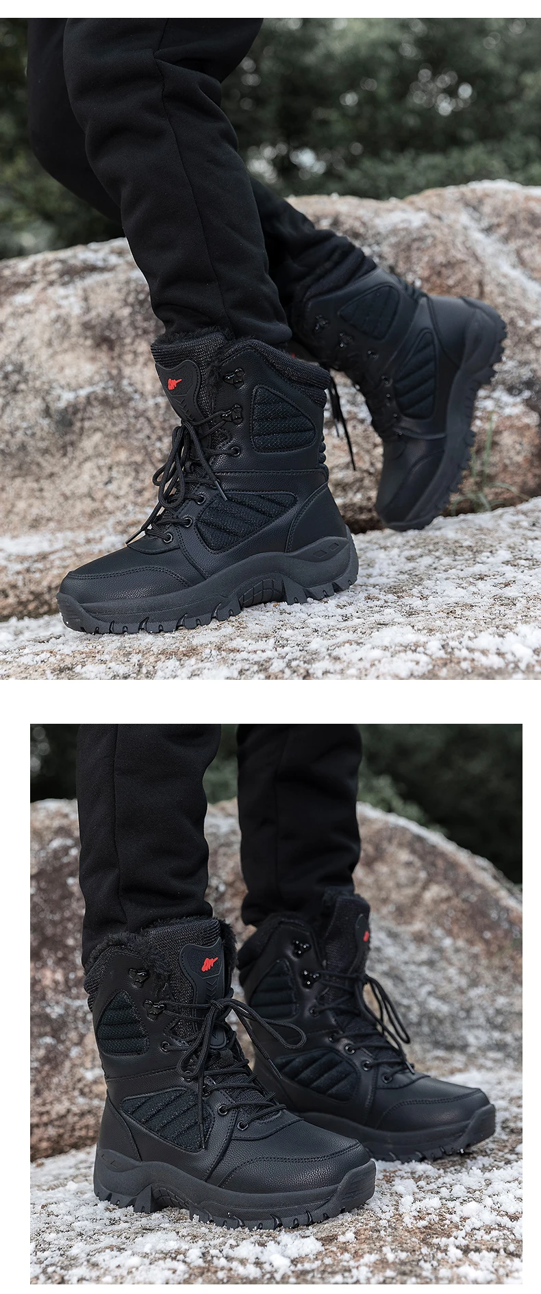 Bottes de neige résistantes à l'usure pour hommes, chaussures de randonnée en plein air, anti-ald, botte de saut dans le désert, document solide, chaud