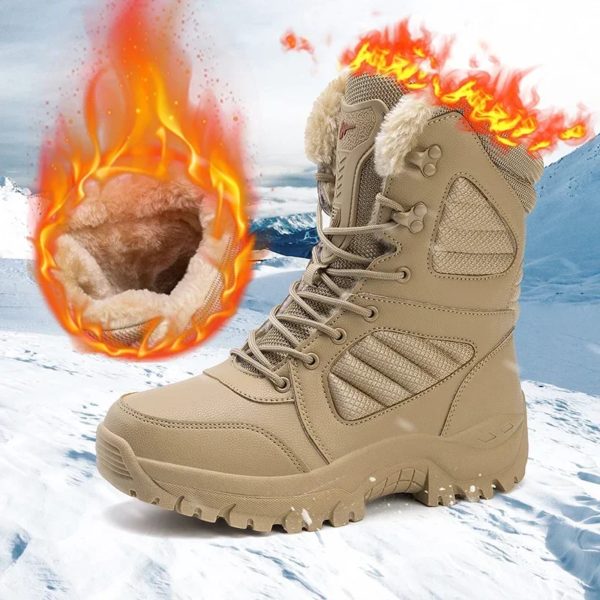 Bottes de neige résistantes à l'usure pour hommes, chaussures de randonnée en plein air, anti-ald, botte de saut dans le désert, document solide, chaud – Image 2