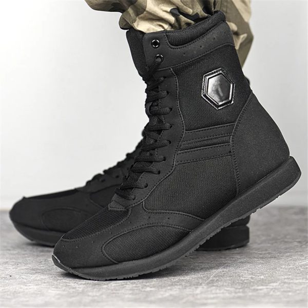 Bottes de randonnée militaires ultralégères et hautes, chaussures de désert légères et respirantes, bottes de skip noires, chaussures de randonnée portables – Image 3