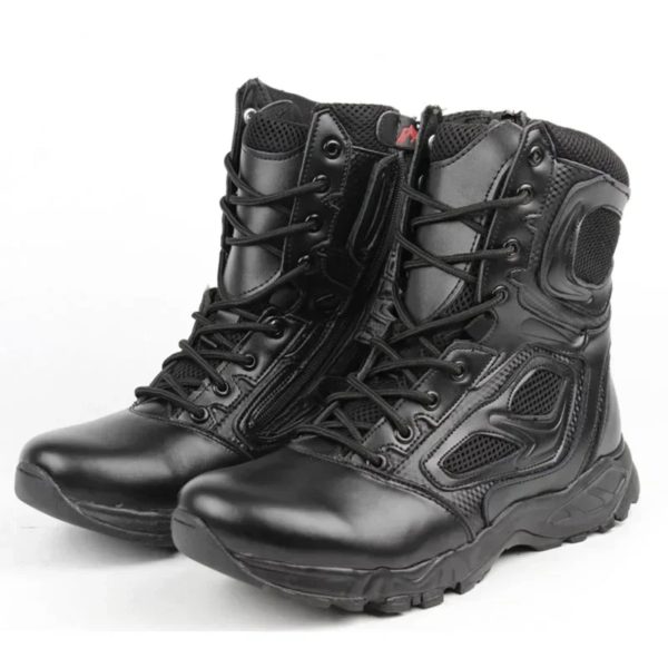 Bottes de sécurité noires pour hommes, chaussures de sécurité pour le désert, bottes d'assaut respirantes pour moto, bottes de rinçage pour hommes, hiver 2024 – Image 2