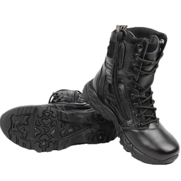 Bottes de sécurité noires pour hommes, chaussures de sécurité pour le désert, bottes d'assaut respirantes pour moto, bottes de rinçage pour hommes, hiver 2024 – Image 6