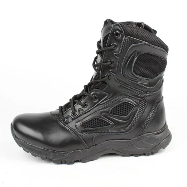 Bottes de sécurité noires pour hommes, chaussures de sécurité pour le désert, bottes d'assaut respirantes pour moto, bottes de rinçage pour hommes, hiver 2024 – Image 4