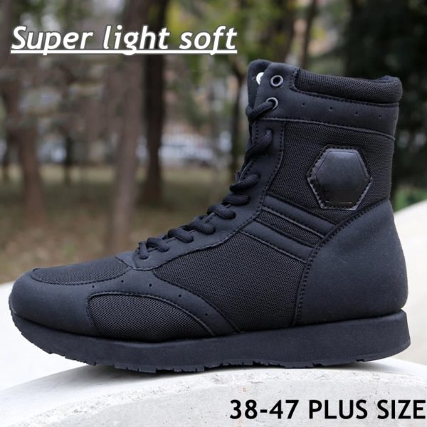 Bottes de skip militaires ultra-légères pour hommes, chaussures de travail noires, course en plein air, chaussures de randonnée dans le désert, bottes d'entraînement de l'armée, baskets pour hommes
