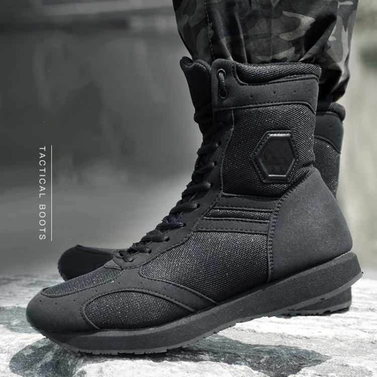 Bottes de skip militaires ultra-légères pour hommes, chaussures de travail noires, course en plein air, chaussures de randonnée dans le désert, bottes d'entraînement de l'armée, baskets pour hommes