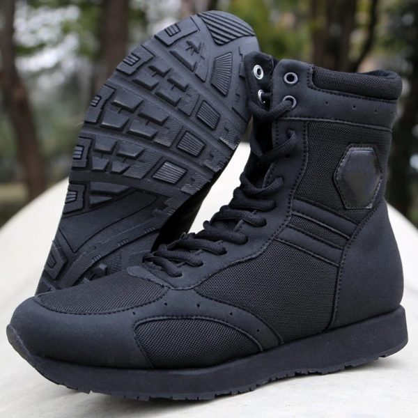 Bottes de skip militaires ultra-légères pour hommes, chaussures de travail noires, course en plein air, chaussures de randonnée dans le désert, bottes d'entraînement de l'armée, baskets pour hommes – Image 4