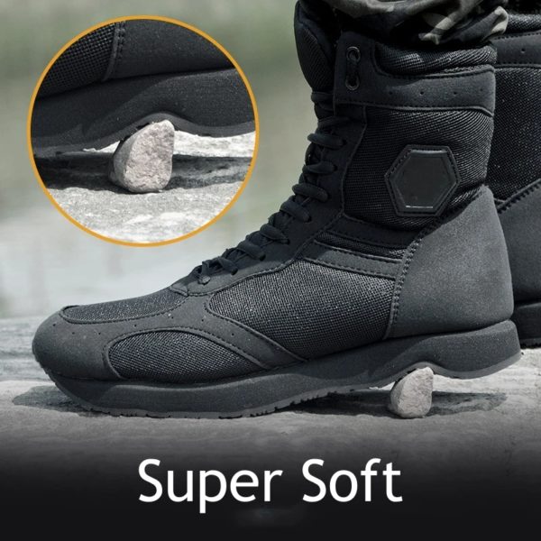 Bottes de skip militaires ultra-légères pour hommes, chaussures de travail noires, course en plein air, chaussures de randonnée dans le désert, bottes d'entraînement de l'armée, baskets pour hommes – Image 2