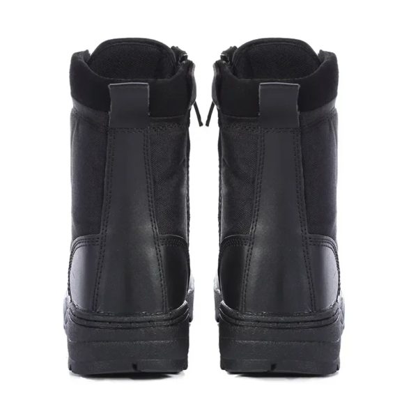 Bottes militaires hautes en cuir pour hommes, chaussures à l'offre elles optiques noires, légères, résistantes à l'usure, randonnée, extérieur – Image 5