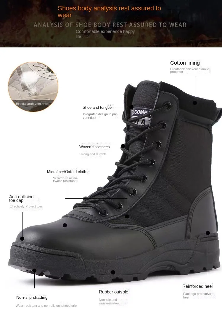 Bottes de randonnée en plein air pour hommes, chaussures de sécurité de travail, force spéciale, saut du désert, hiver