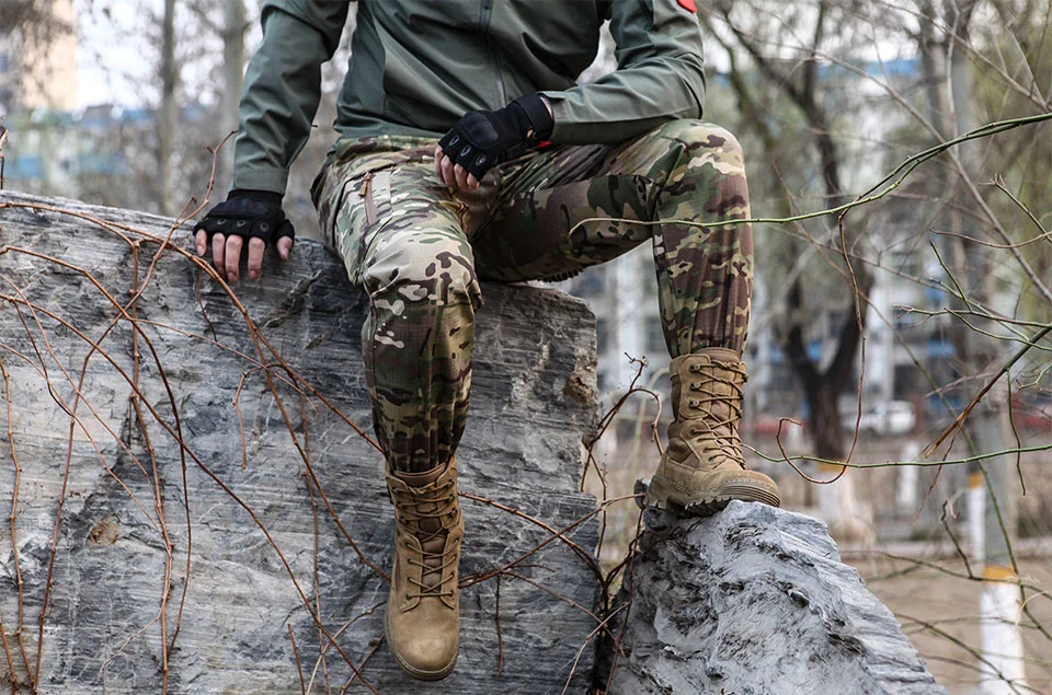 Chaussures de Randonnée et Trekking Imperméables en Nylon 1000D pour Homme, Bottes Dulskip Militaires, Cuir Fendu, Équipement Airsoft