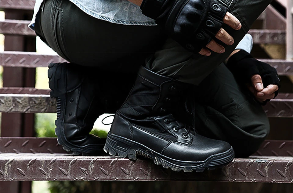Chaussures de Randonnée et Trekking Imperméables en Nylon 1000D pour Homme, Bottes Dulskip Militaires, Cuir Fendu, Équipement Airsoft