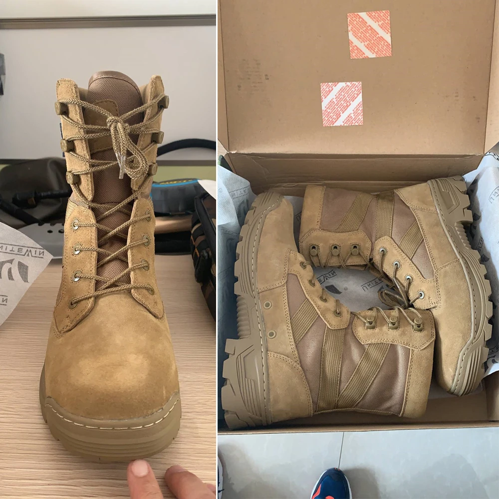 Chaussures de Randonnée et Trekking Imperméables en Nylon 1000D pour Homme, Bottes Dulskip Militaires, Cuir Fendu, Équipement Airsoft