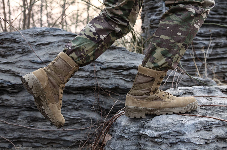 Chaussures de Randonnée et Trekking Imperméables en Nylon 1000D pour Homme, Bottes Dulskip Militaires, Cuir Fendu, Équipement Airsoft