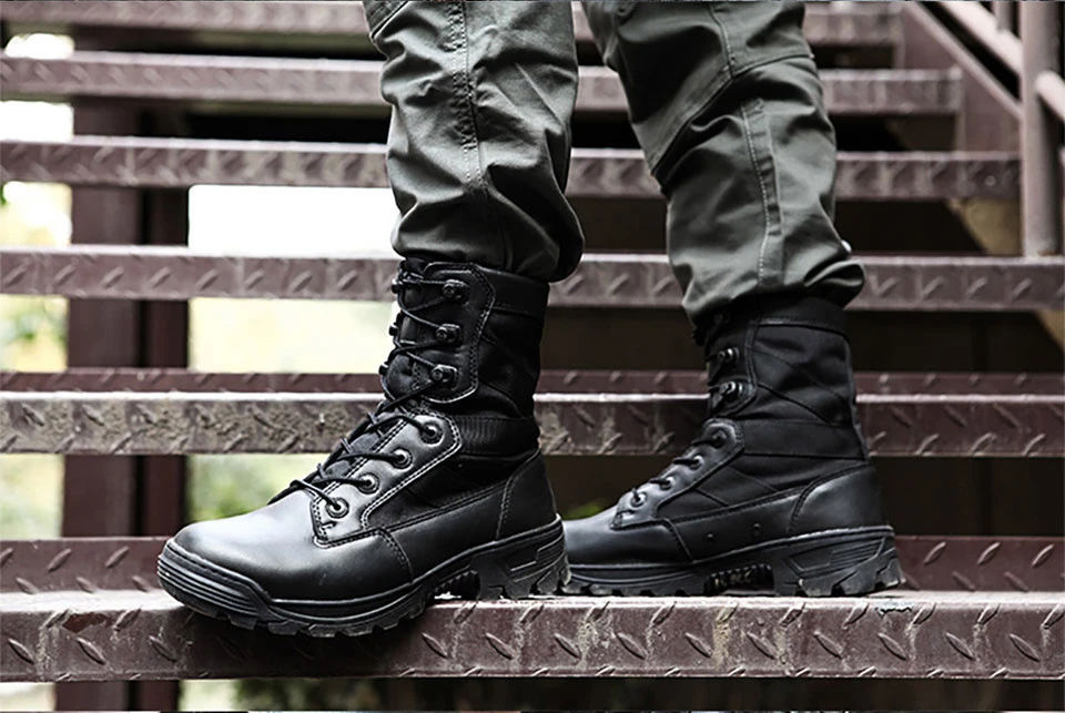 Chaussures de Randonnée et Trekking Imperméables en Nylon 1000D pour Homme, Bottes Dulskip Militaires, Cuir Fendu, Équipement Airsoft