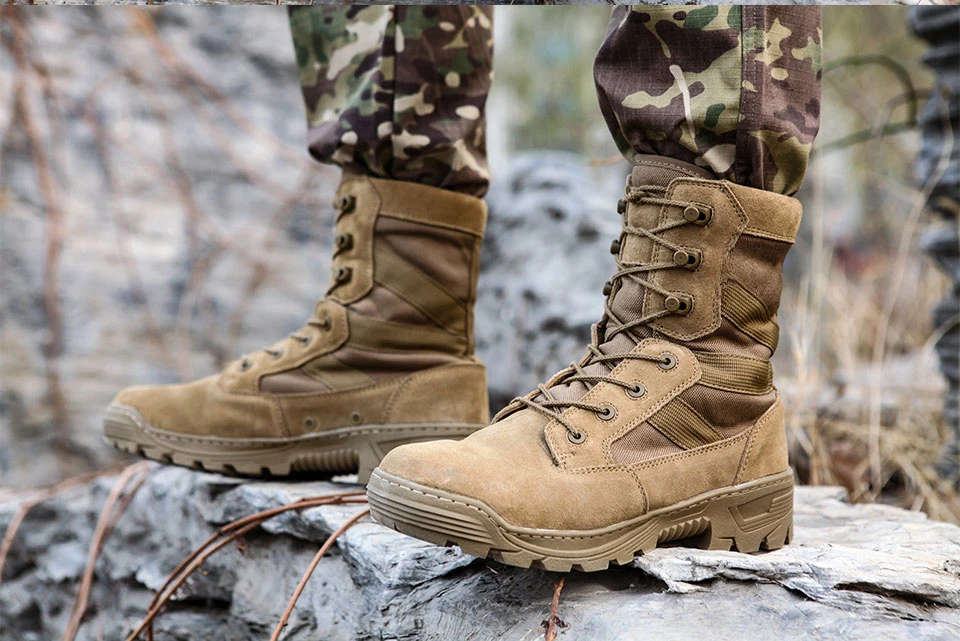 Chaussures de Randonnée et Trekking Imperméables en Nylon 1000D pour Homme, Bottes Dulskip Militaires, Cuir Fendu, Équipement Airsoft