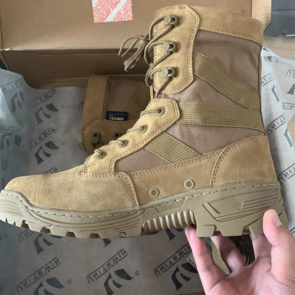 Chaussures de Randonnée et Trekking Imperméables en Nylon 1000D pour Homme, Bottes Dulskip Militaires, Cuir Fendu, Équipement Airsoft