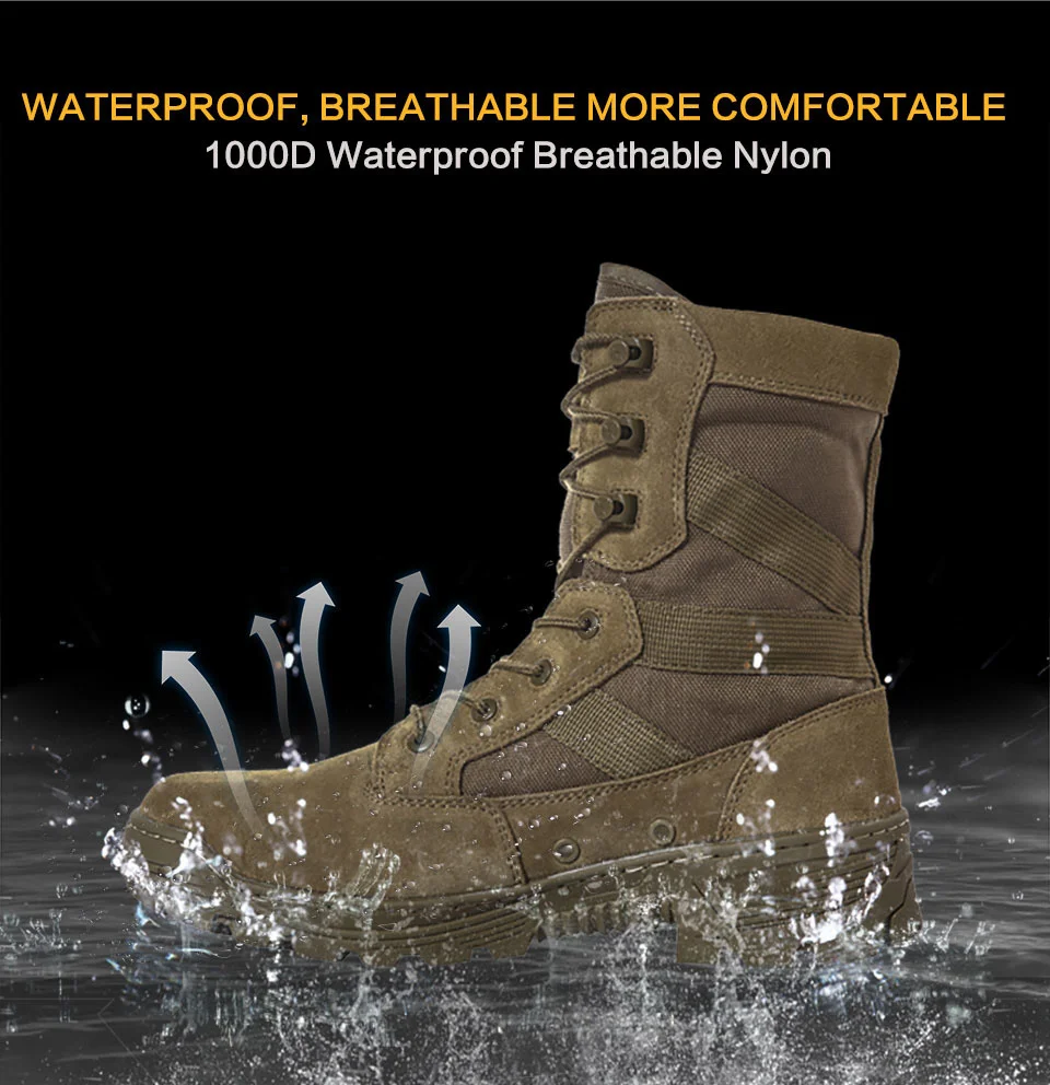 Chaussures de Randonnée et Trekking Imperméables en Nylon 1000D pour Homme, Bottes Dulskip Militaires, Cuir Fendu, Équipement Airsoft