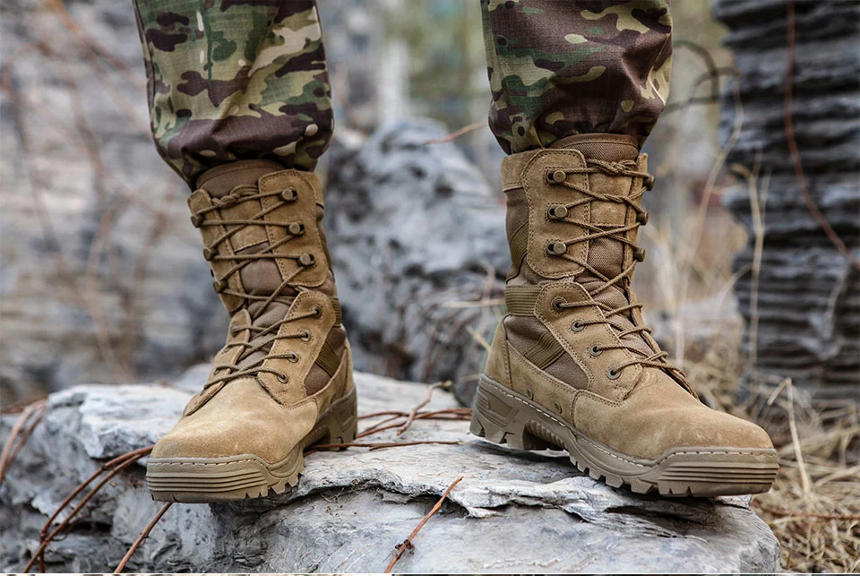 Chaussures de Randonnée et Trekking Imperméables en Nylon 1000D pour Homme, Bottes Dulskip Militaires, Cuir Fendu, Équipement Airsoft