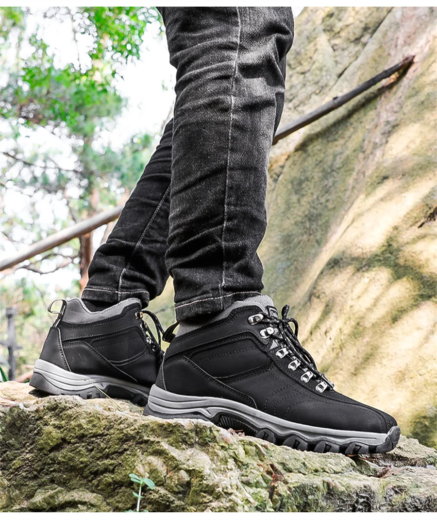 Bottes de randonnée hautes en daim pour hommes, chaussures de trekking en plein air, imperméables, bottes militaires Dulskip