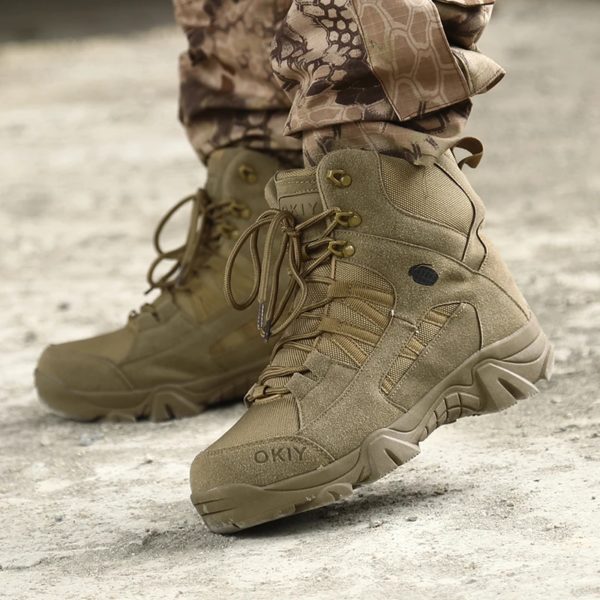 Bottines militaires décontractées pour hommes, chaussures de sécurité à plate-forme de Combat tactique, de l'armée, de randonnée, de travail – Image 6
