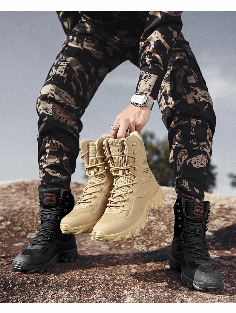 Bottes de randonnée légères dans le désert pour hommes, chaussures de plein air, bottes de saut dans la jungle, vêtements non ald, bottes de degré Bottes de randonnée légères dans le désert pour hommes, chaussures de plein air, bottes de saut dans la jungle, vêtements non ald, bottes de degré