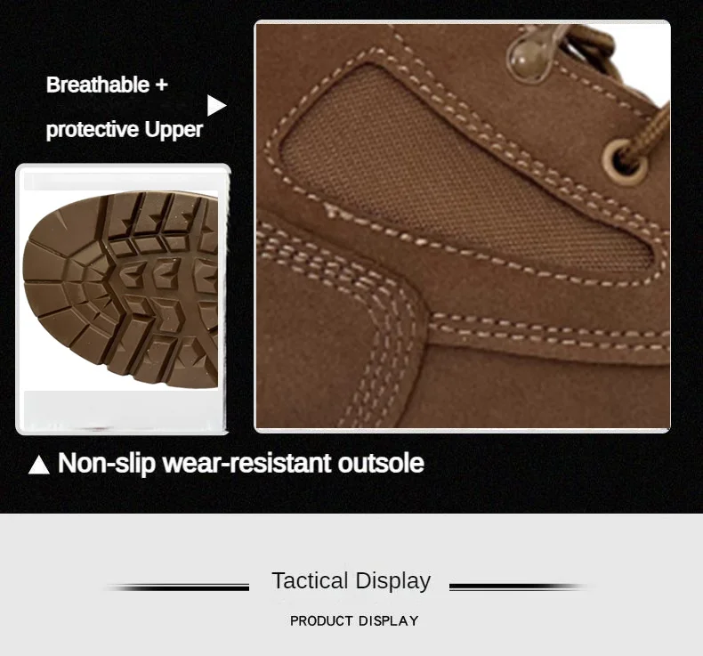 Bottes Dulskip respirantes en cuir pour hommes, randonnée en plein air dans le désert, rinçage masculin, nouvelle marque