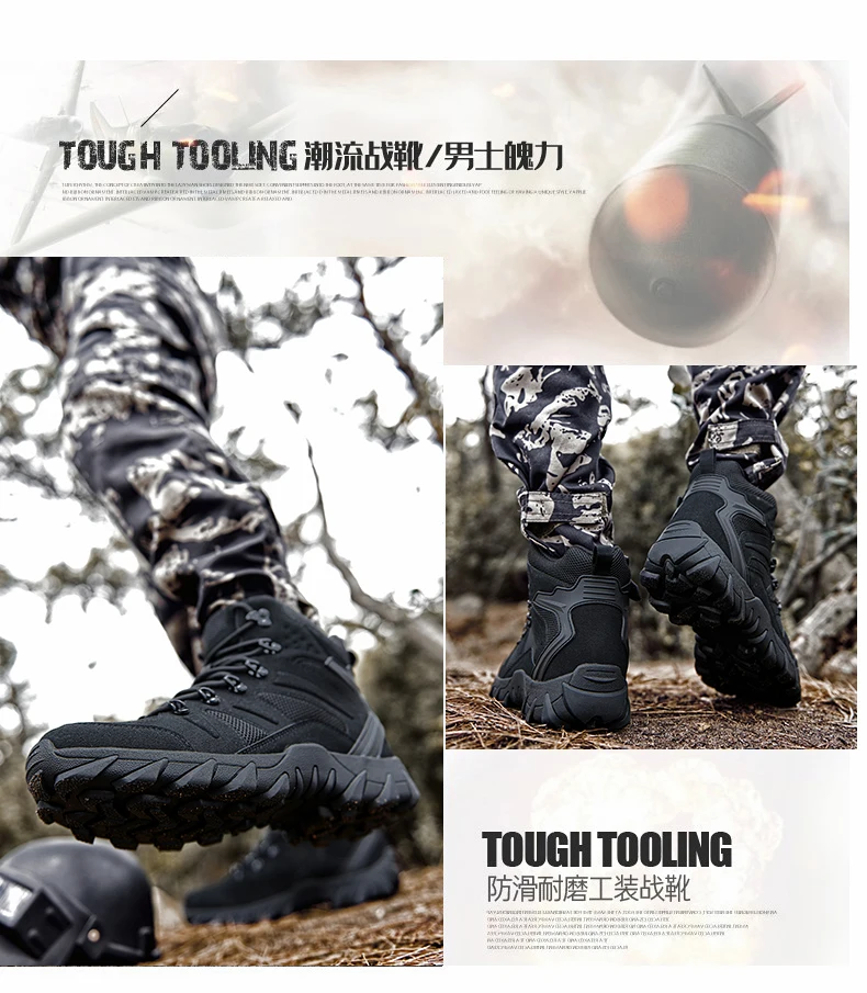 Bottes militaires décontractées pour hommes, chaussures de randonnée, baskets pour hommes, sports et loisirs, mocassins à plateforme