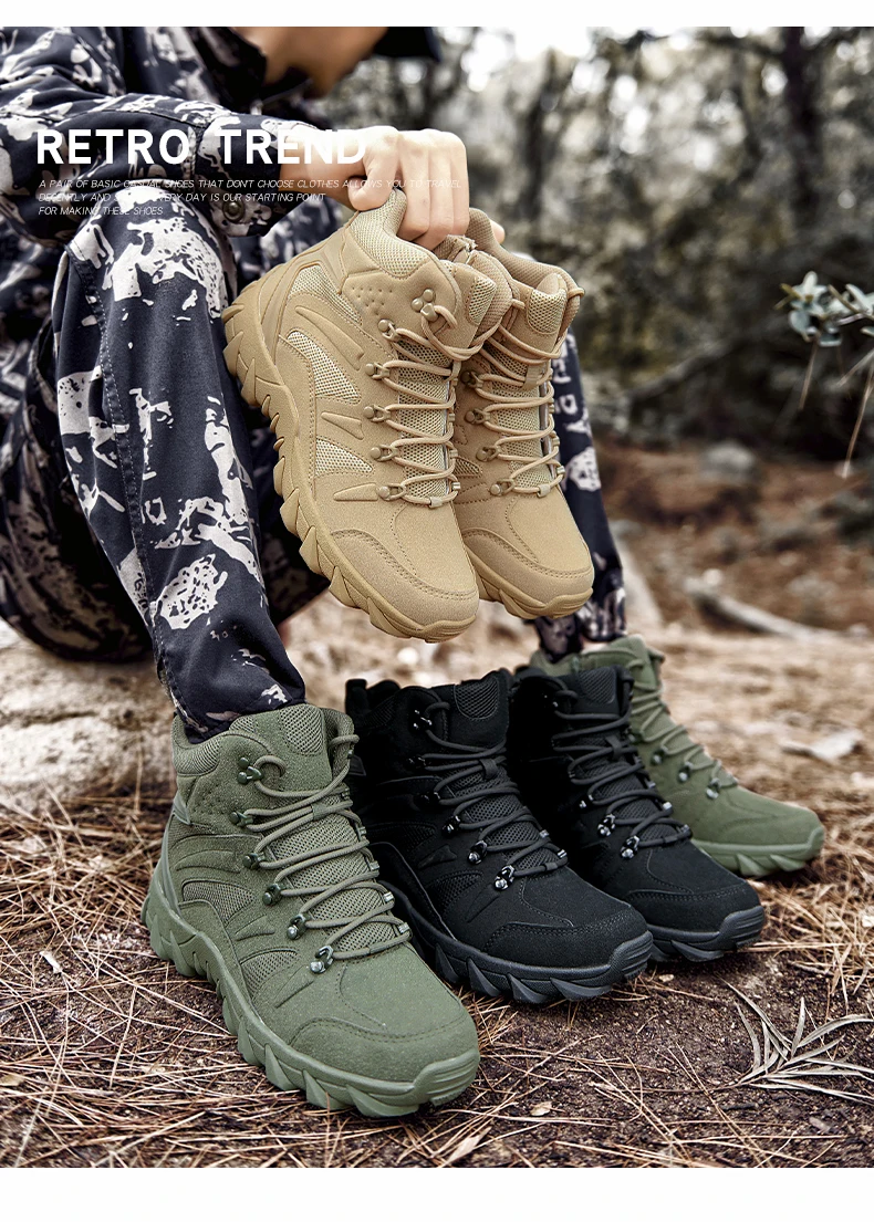 Bottes militaires décontractées pour hommes, chaussures de randonnée, baskets pour hommes, sports et loisirs, mocassins à plateforme