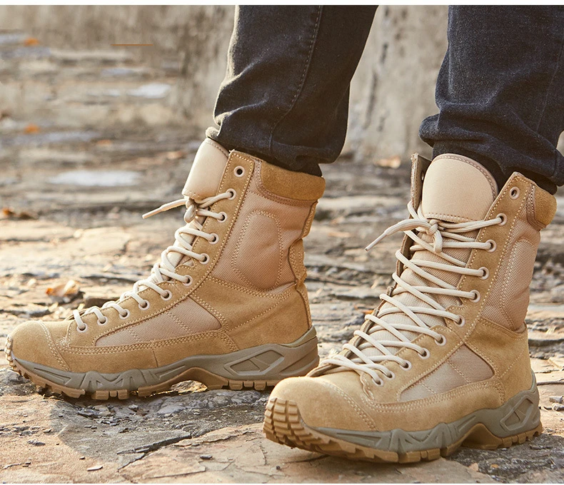 Bottes de sport en cuir pour hommes, bottines de randonnée en plein air, de désert, de rinçage, nouvelle collection
