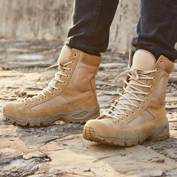Bottes de sport en cuir pour hommes, bottines de randonnée en plein air, de désert, de rinçage, nouvelle collection – Image 4