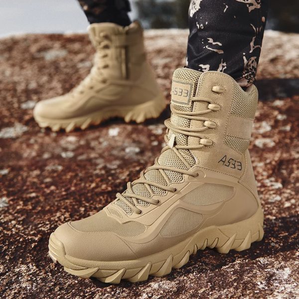 Bottes en cuir de marque de haute qualité pour hommes, chaussures de sécurité pour le travail, Duldesert Skip, chaussures de chasse en plein air, bottes de rinçage, nouveau – Image 2